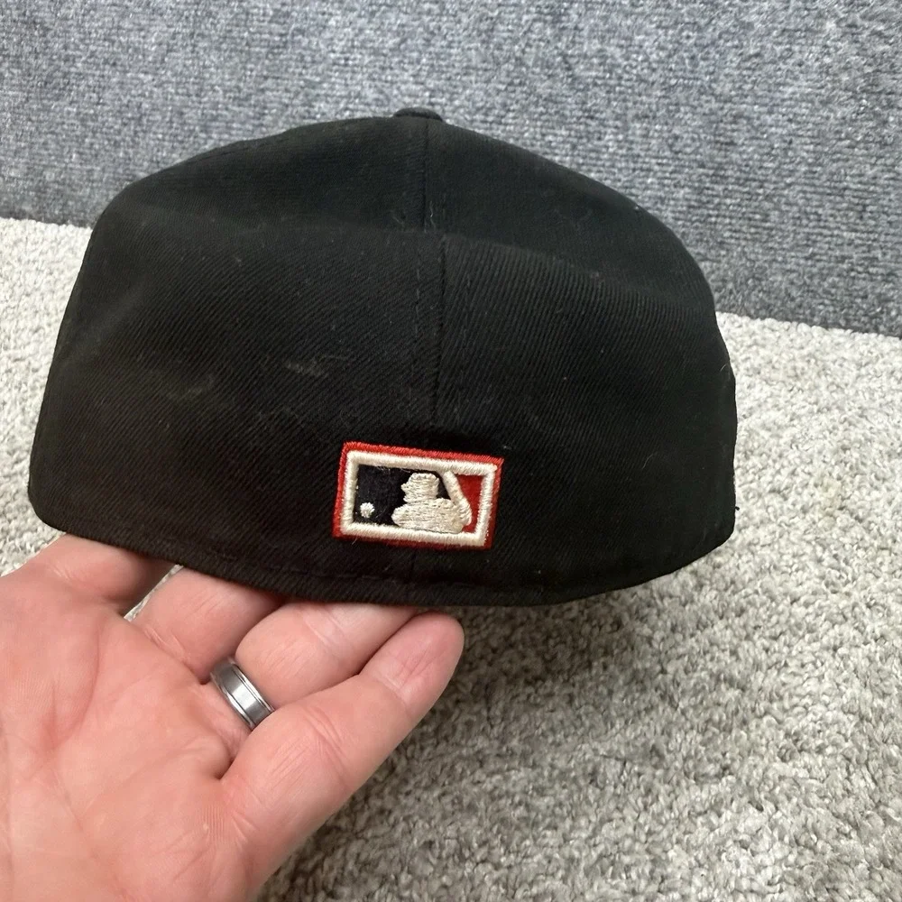New Era Baltimore Orioles black fitted hat cap men's size 7.5‎ (misprint) DIRTY